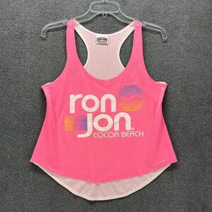 Ron Jon Surf Shop Tank Top Womens Small Pink Cocoa Beach Mesh Racerback